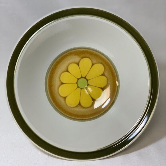 VINTAGE Acsons Doral Japan Mardis Gras Daisy Genuine Stoneware 10" Serving Bowl - Picture 1 of 11